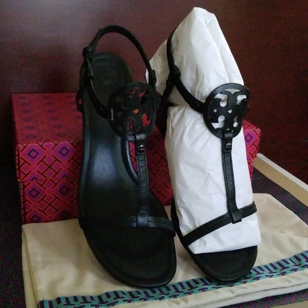 ** SOLD**NIB! TORY BURCH MILLER 60MM WEDGE SANDALS - Picture 2 of 8